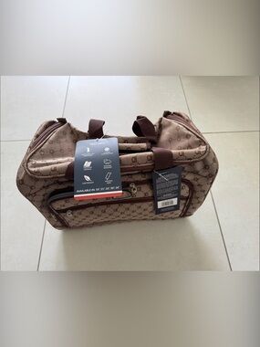 Men's Brown Monogram Toiletry Bag with Front Zip Pocket